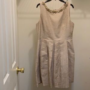 Plus size champagne gold dress w/ pearl adornment